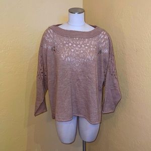 3/$15 Free People size small, tan lacy sweater.